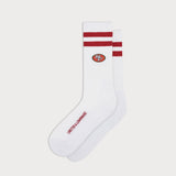 L&L – Chaussettes de sport NFL Classics 49ers Stripes – '90 blanches