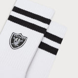 L&L – Chaussettes de sport NFL Classics Raiders Stripes – '90 blanches