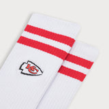 L&amp;L – Chaussettes de sport classiques NFL Chiefs Stripes – '90 blanches