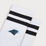 L&amp;L – Chaussettes de sport classiques NFL Panthers Stripes – '90 blanches