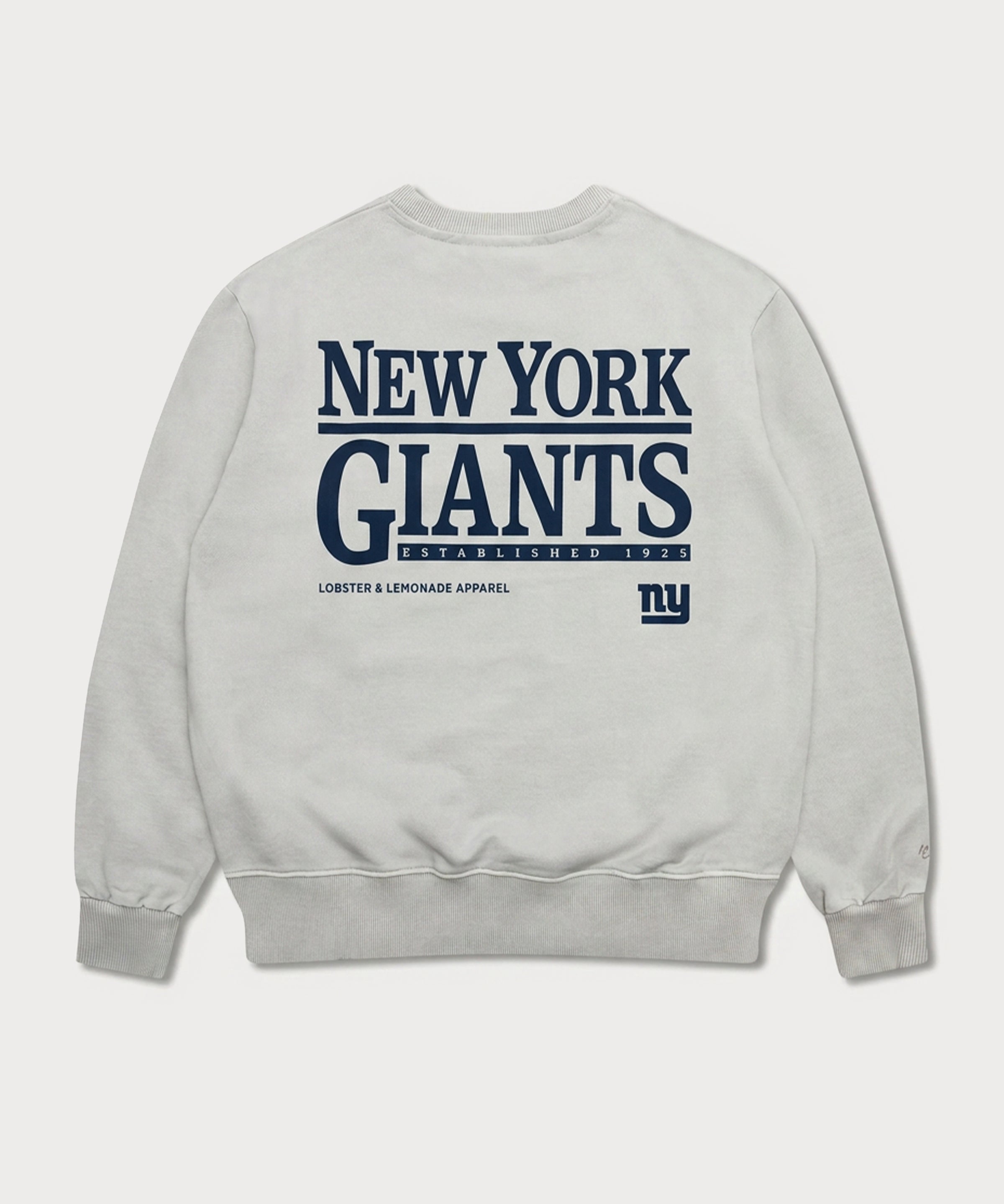 Grauer New York Giants Sweater von Lobster & Lemonade mit mit großem Print auf dem Rücken