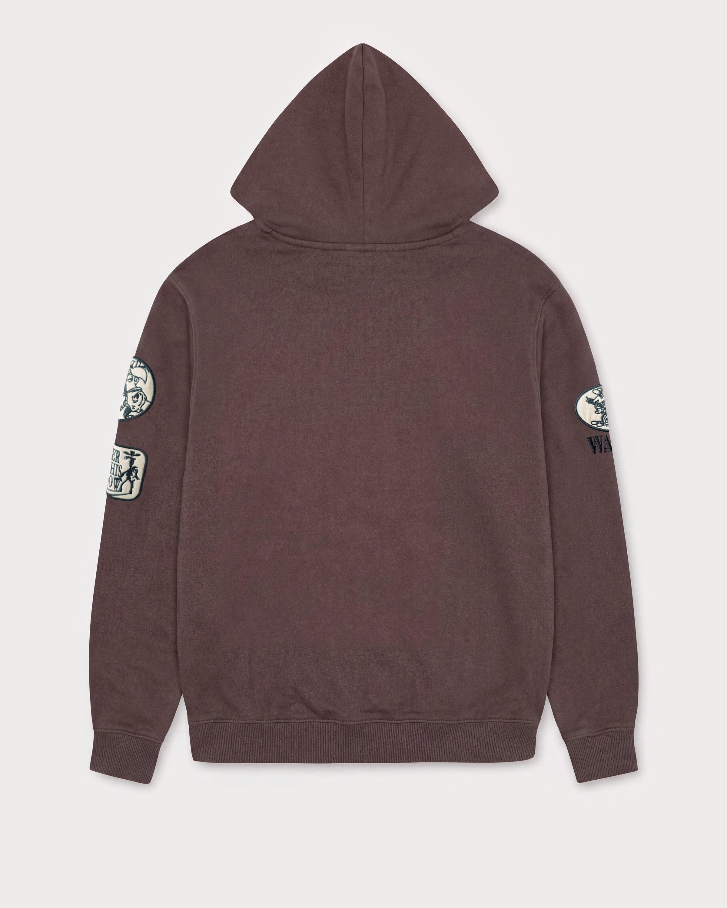 Rückansicht des braunen Boxer Hoodies.