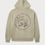 Rückansicht des grauen Zip Hoodies mit großem Astérix Flâner-Print. Astérix und Obélix beim entspannten Spaziergang.