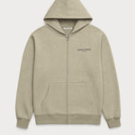 Vorderansicht des grauen Zip Hoodies mit einem dezenten Lobster & Lemonade Schriftzug.