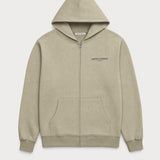 Vorderansicht des grauen Zip Hoodies mit einem dezenten Lobster & Lemonade Schriftzug.