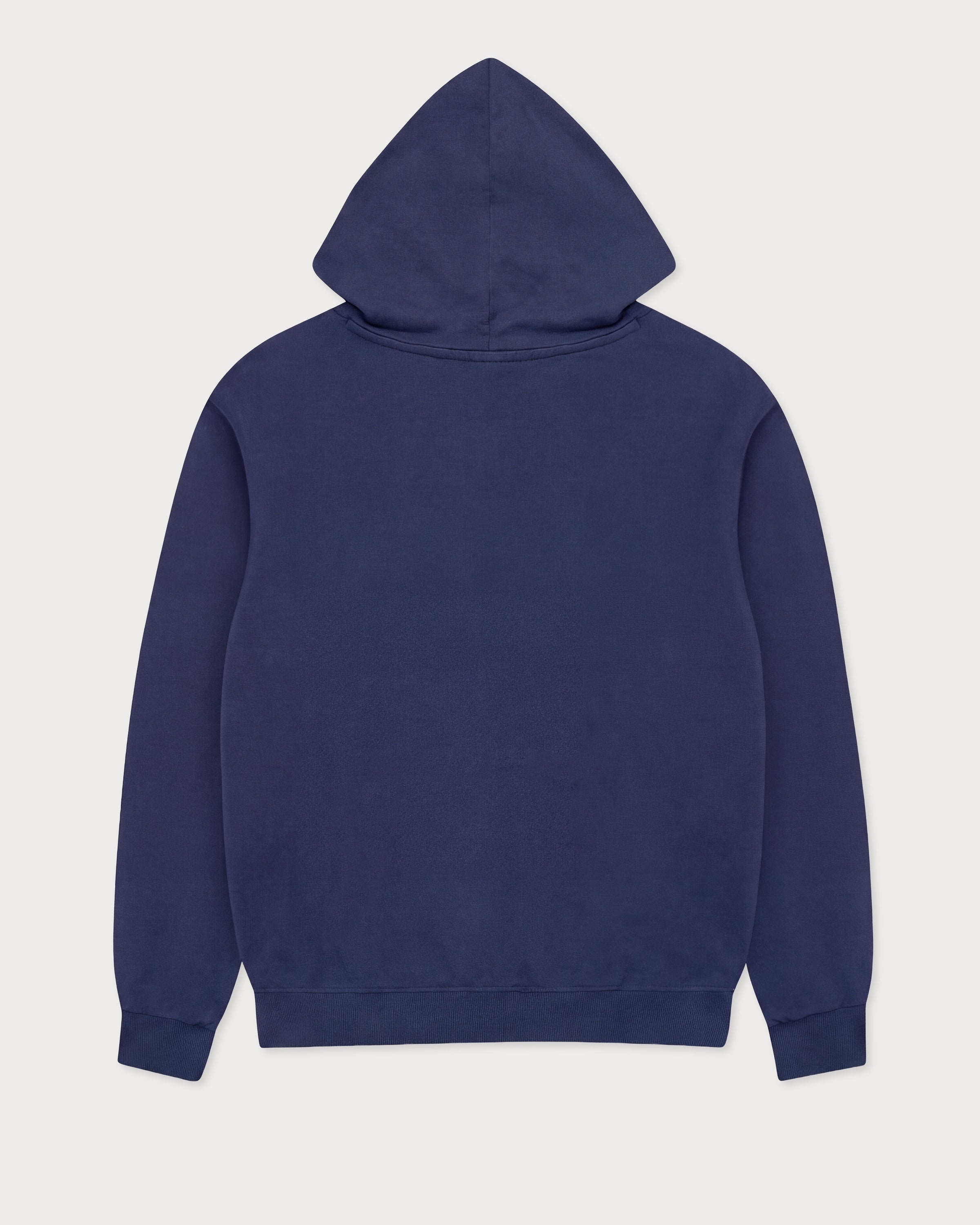 Rückansicht des navyblauen Street Hoodies.